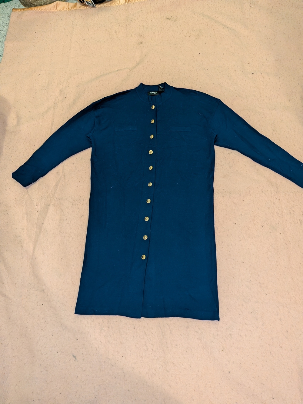 Vintage 80s Liz Claiborne Long Sleeve Button Front Sweaterdress in Blue